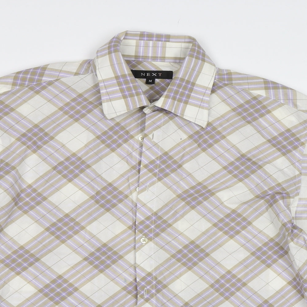 NEXT Mens Beige Check   Button-Up Size M