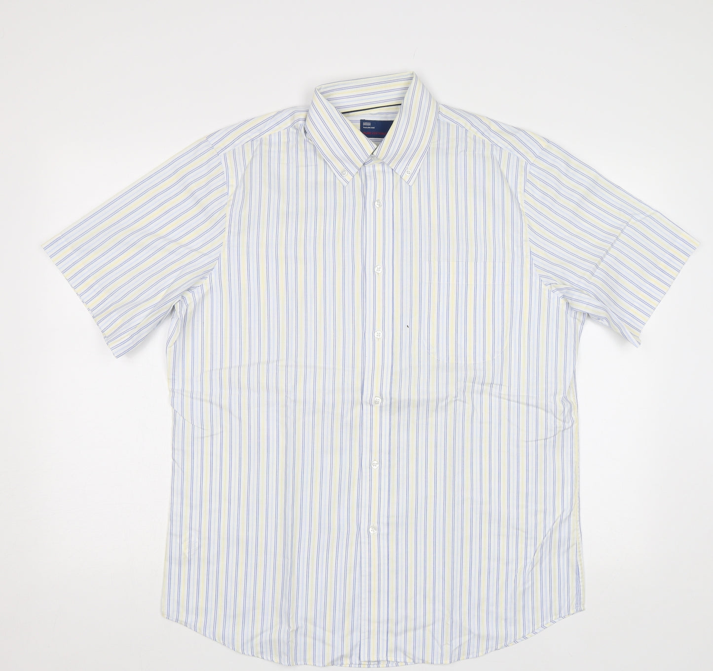 M&S Mens White Striped   Dress Shirt Size 15.5