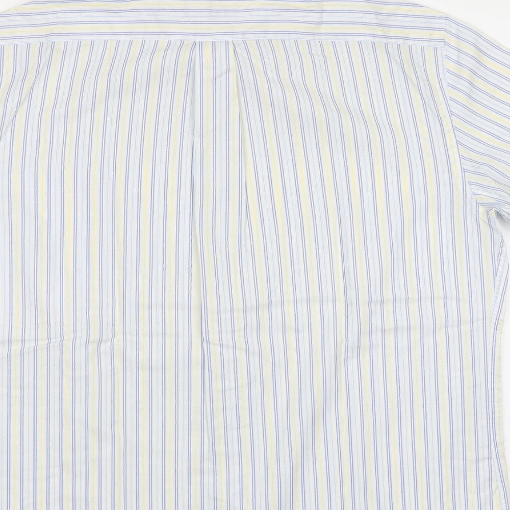 M&S Mens White Striped   Dress Shirt Size 15.5