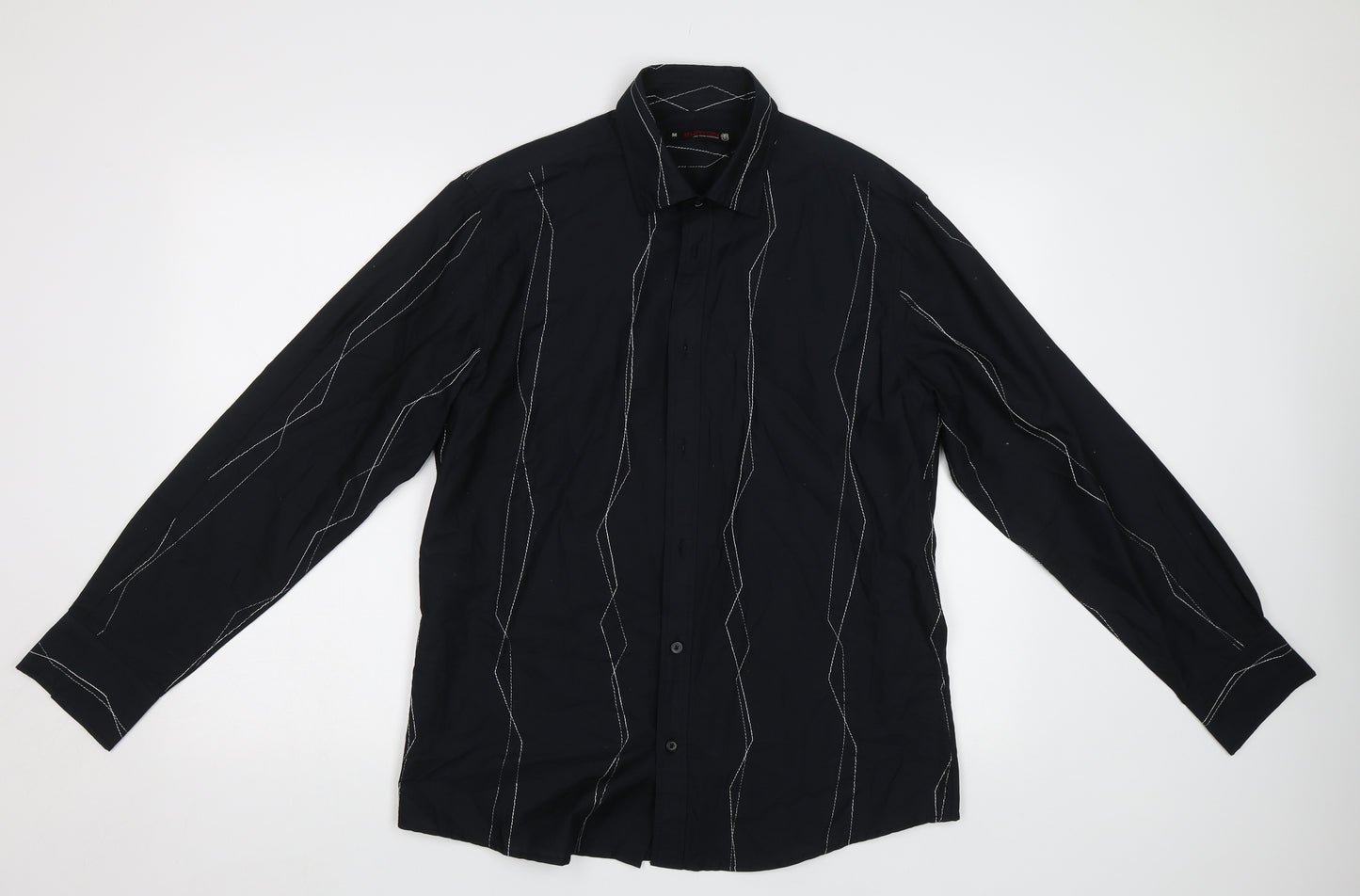 Burton Mens Black Striped   Button-Up Size M