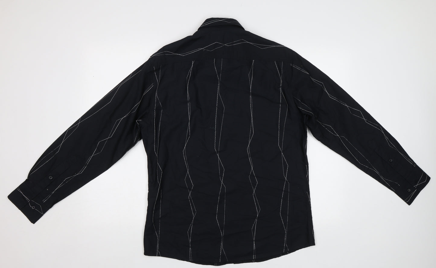Burton Mens Black Striped   Button-Up Size M
