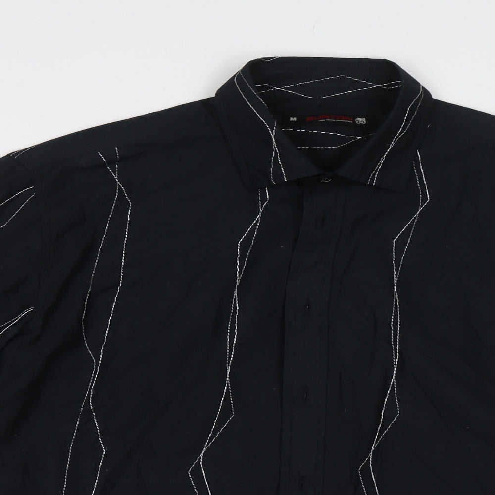 Burton Mens Black Striped   Button-Up Size M