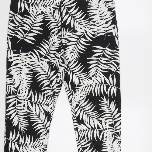 Peacocs Womens Black Floral  Trousers  Size 12 L29 in