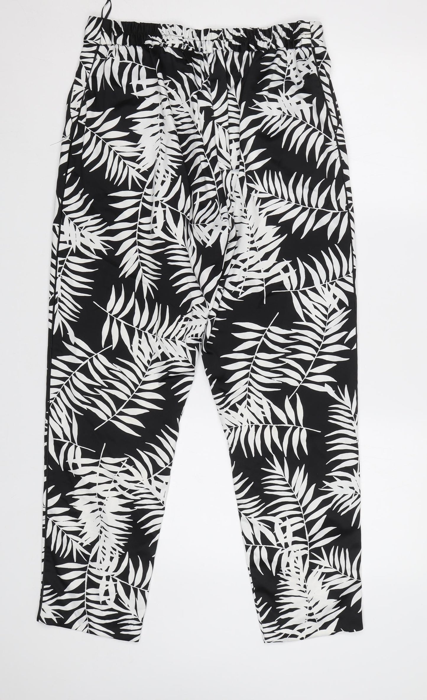 Peacocs Womens Black Floral  Trousers  Size 12 L29 in