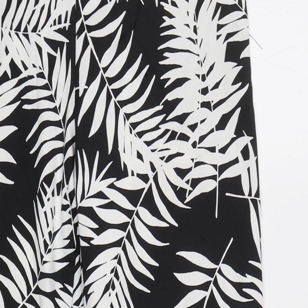 Peacocs Womens Black Floral  Trousers  Size 12 L29 in