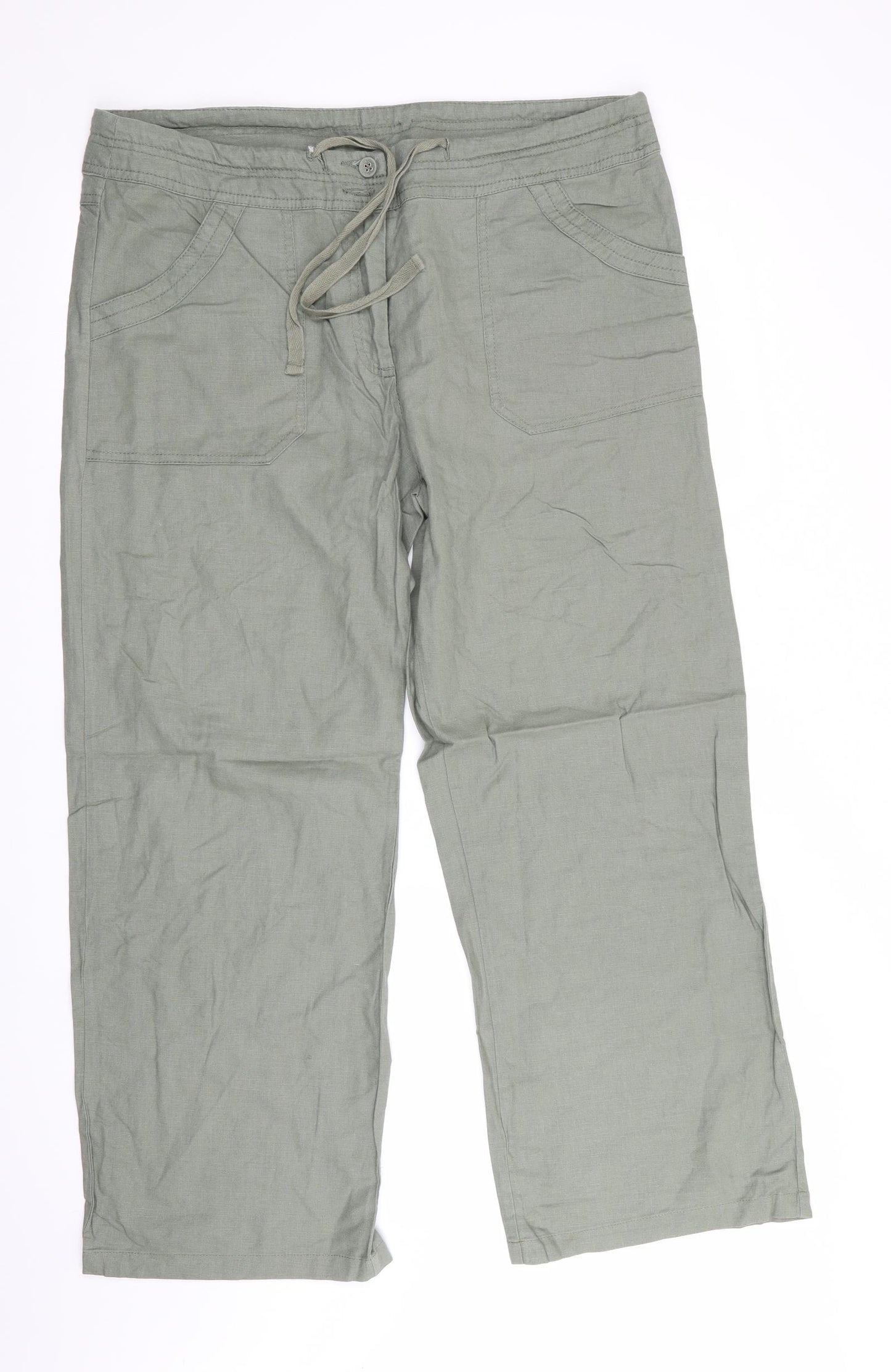 TU Womens Green   Trousers  Size 14 L27 in - Linen Look trousers