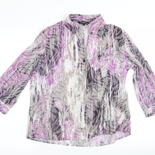 Ellie Louise Womens Purple Animal Print  Basic Blouse Size 12