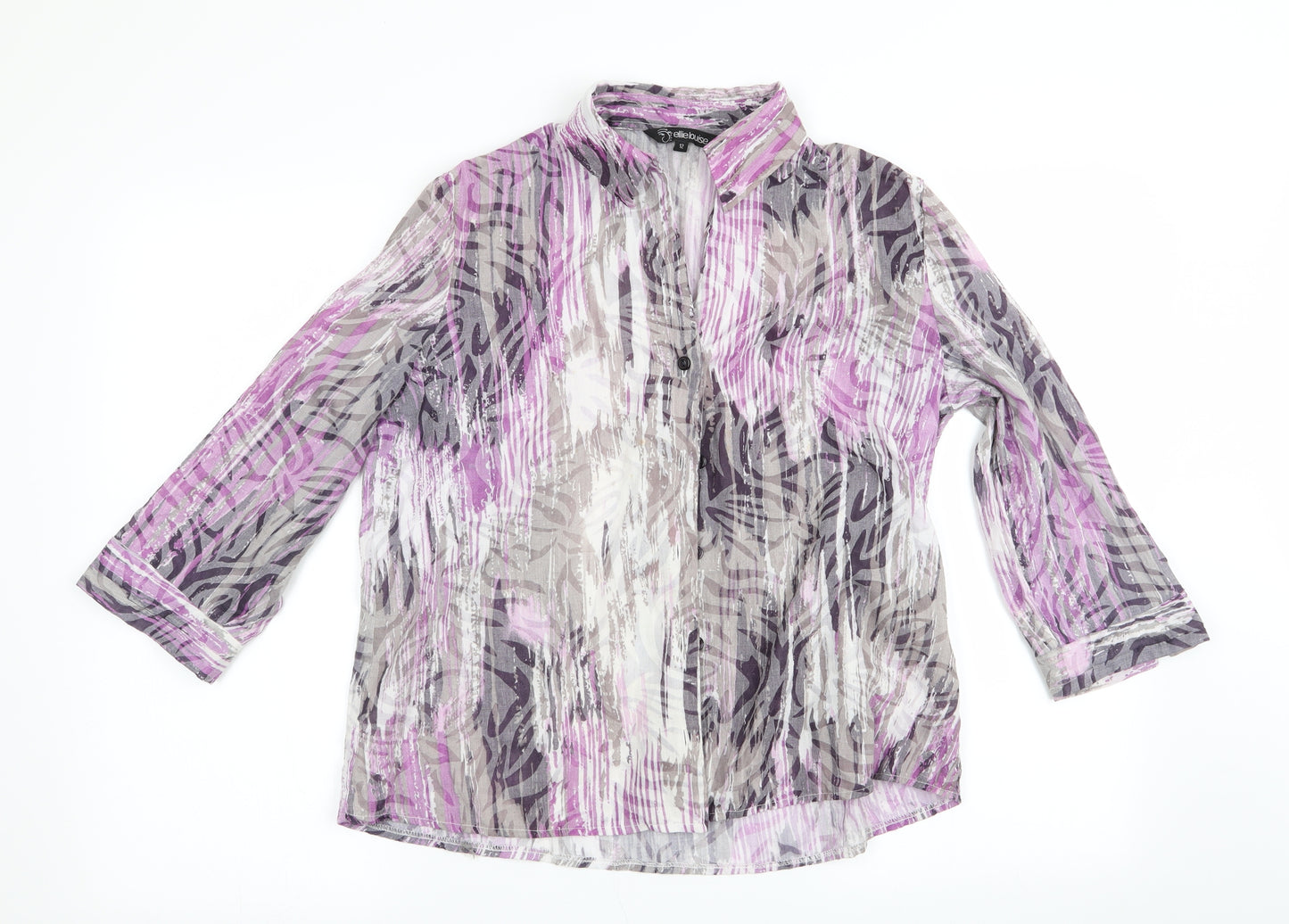 Ellie Louise Womens Purple Animal Print  Basic Blouse Size 12