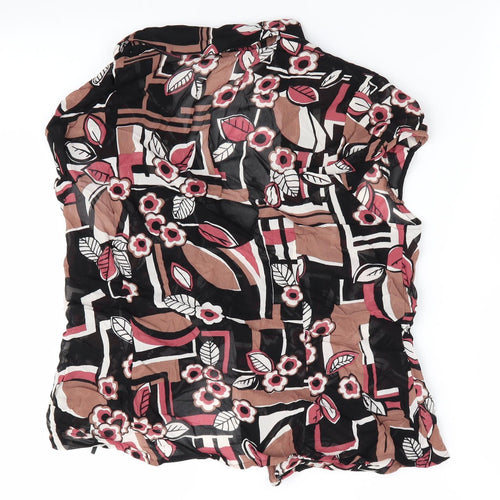 Marks and Spencer Womens Brown Floral  Basic Blouse Size 10  - Ruffled neck
