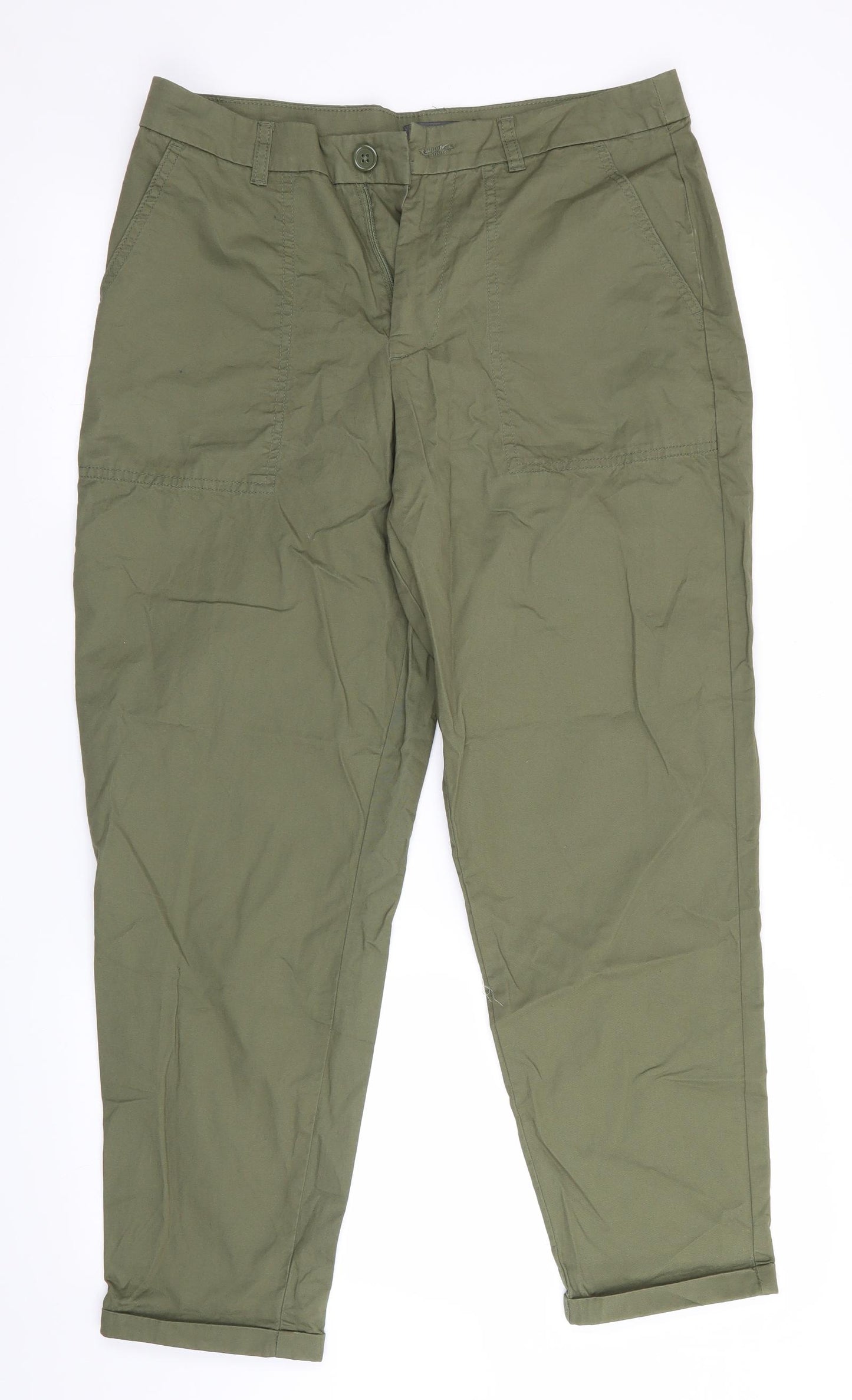Primark Womens Green   Chino Trousers Size 14 L27 in - Turn ups