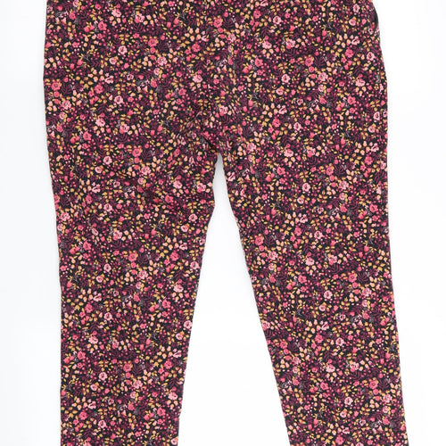 Florence and Fred Womens Black Floral  Cropped Trousers Size 12 L26 in - Side Zip