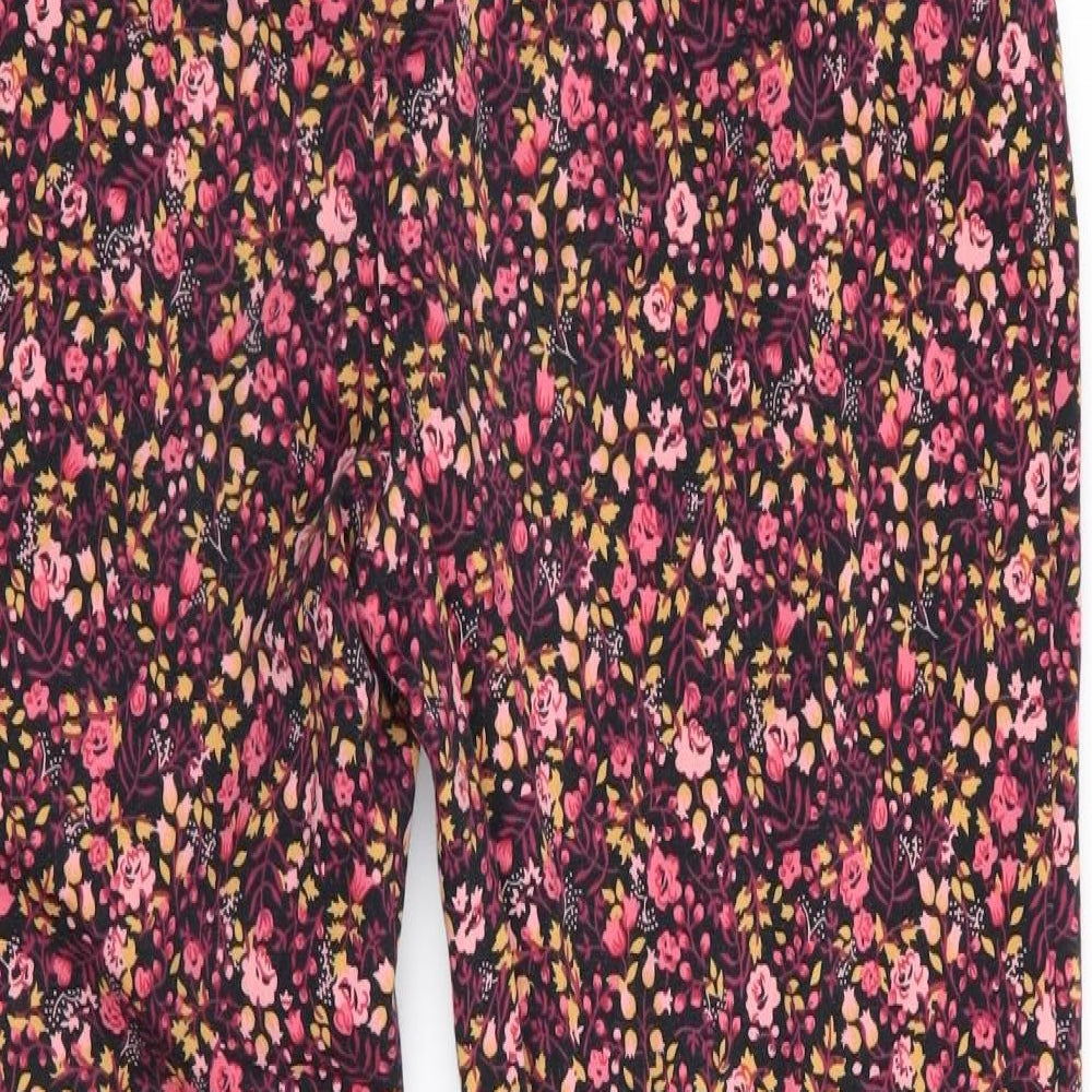 Florence and Fred Womens Black Floral  Cropped Trousers Size 12 L26 in - Side Zip