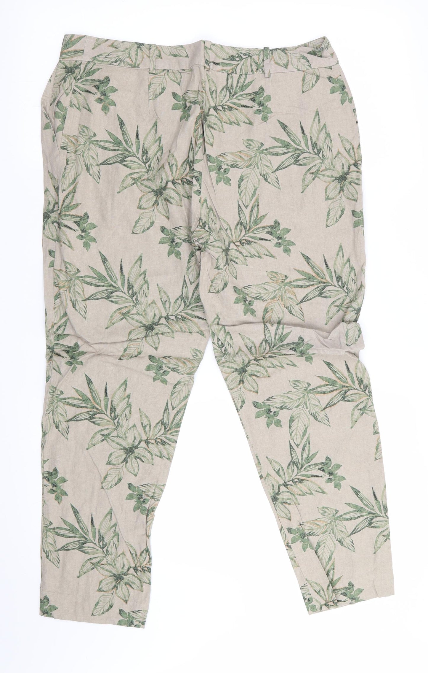 Laura Ashley Womens Green Floral  Capri Trousers Size 10 L25 in - Cropped & Glitter highlights