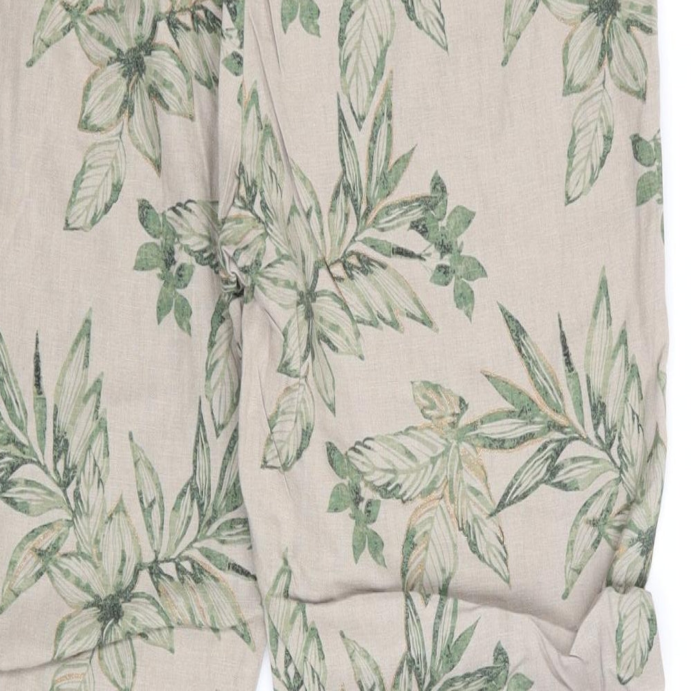 Laura Ashley Womens Green Floral  Capri Trousers Size 10 L25 in - Cropped & Glitter highlights