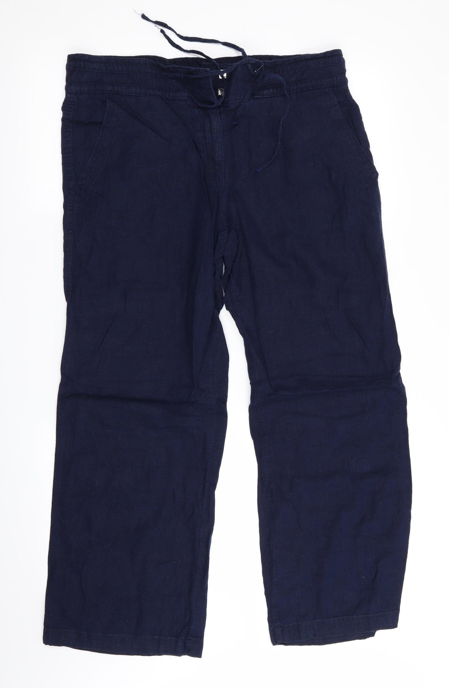 Parallel Womens Blue   Trousers  Size 14 L29 in - Linen Look trousers - wide legged