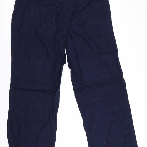 Parallel Womens Blue   Trousers  Size 14 L29 in - Linen Look trousers - wide legged