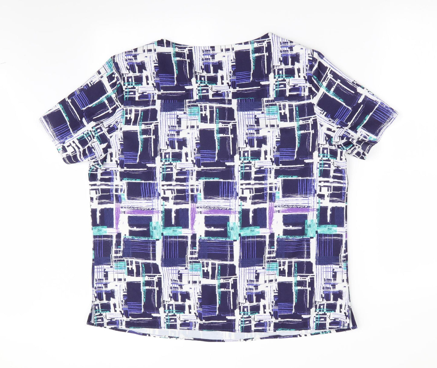 Vortex Womens Blue Check  Basic Blouse Size 14