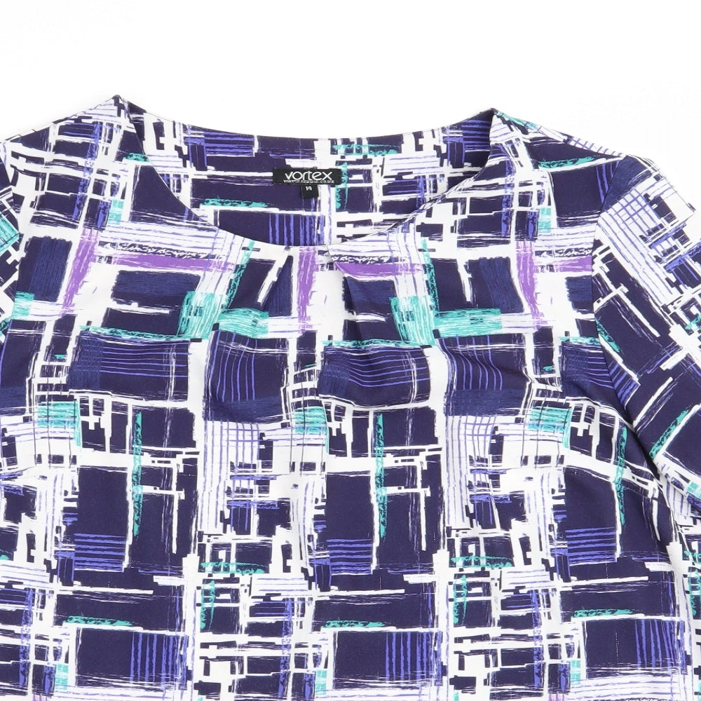 Vortex Womens Blue Check  Basic Blouse Size 14