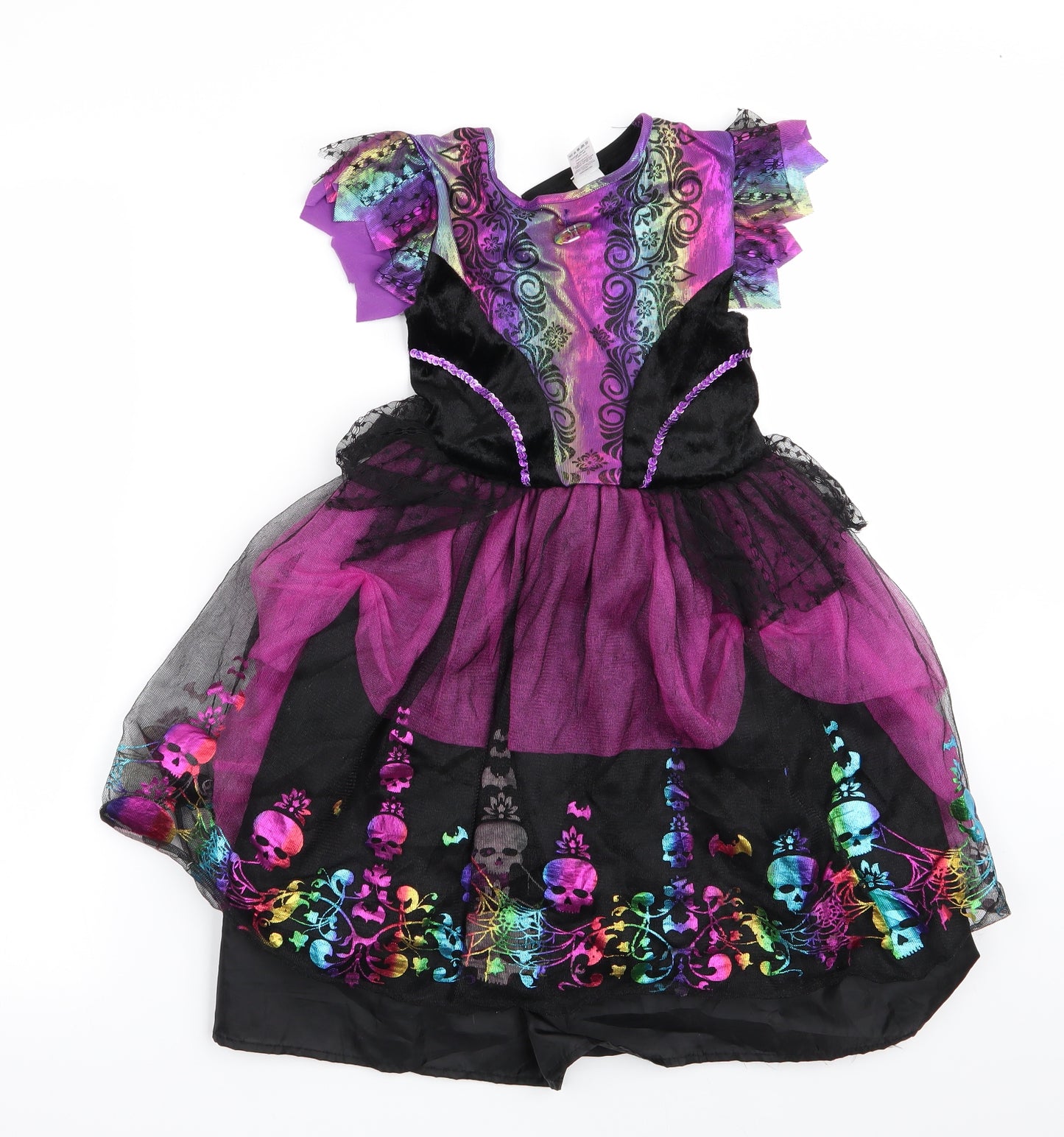 TU Girls Black Floral  Fit & Flare  Size 5-6 Years  - Witches Costume