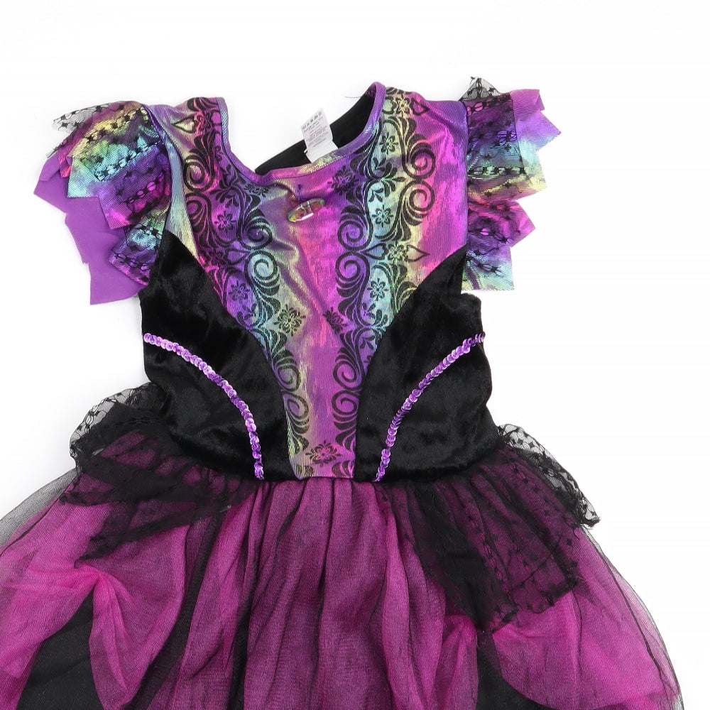 TU Girls Black Floral  Fit & Flare  Size 5-6 Years  - Witches Costume
