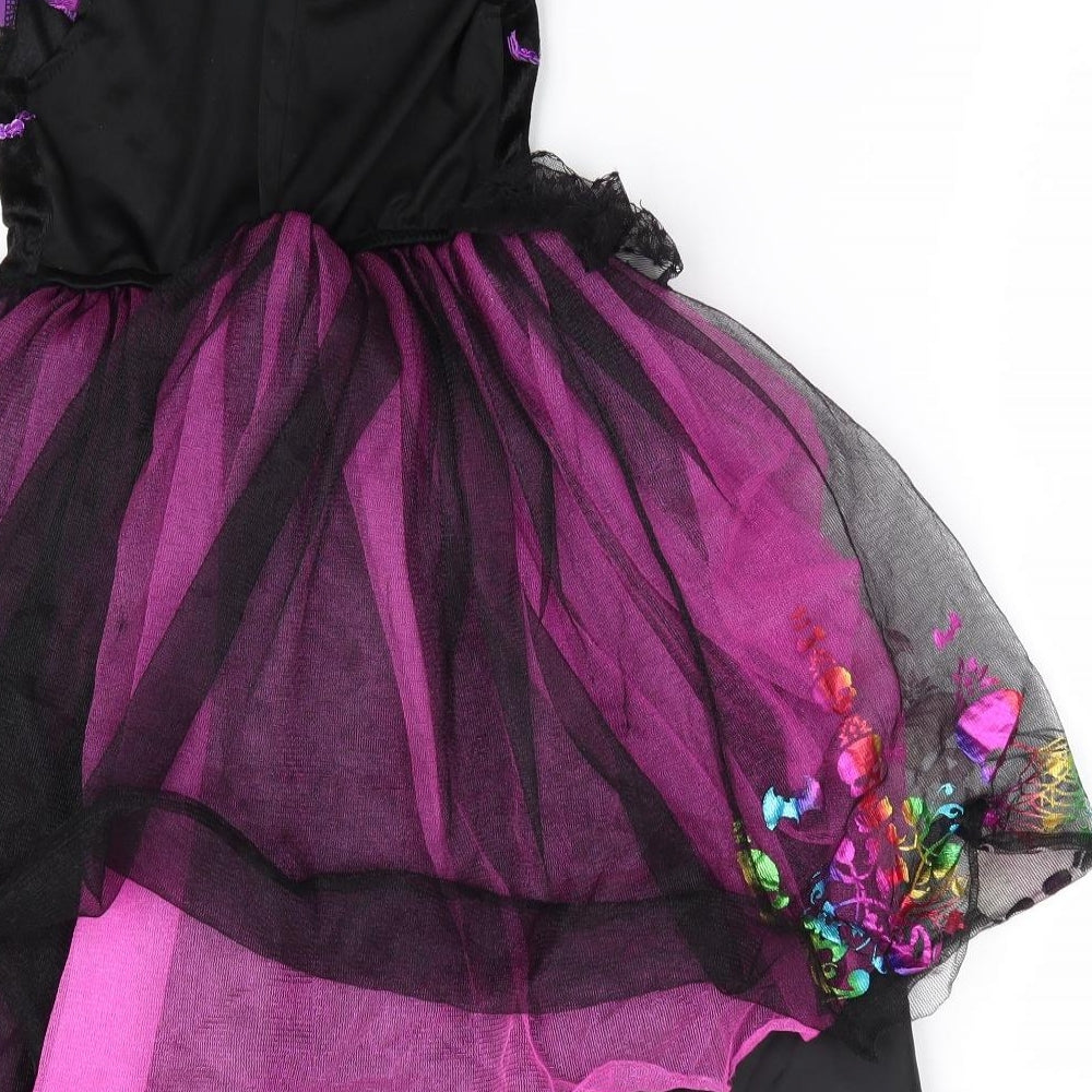 TU Girls Black Floral  Fit & Flare  Size 5-6 Years  - Witches Costume