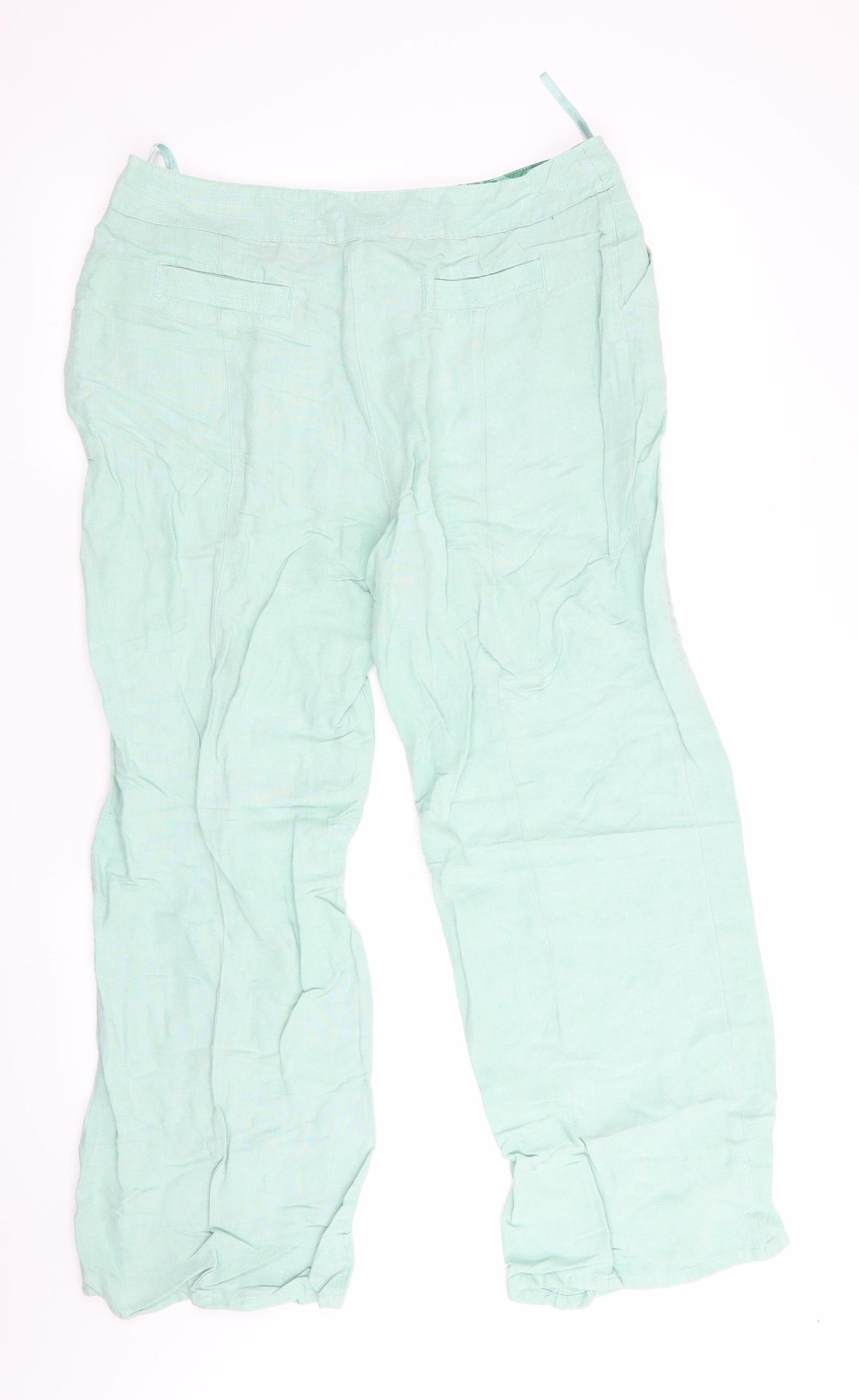 Per Una Womens Green   Trousers  Size 14 L29 in - Linen Look trousers
