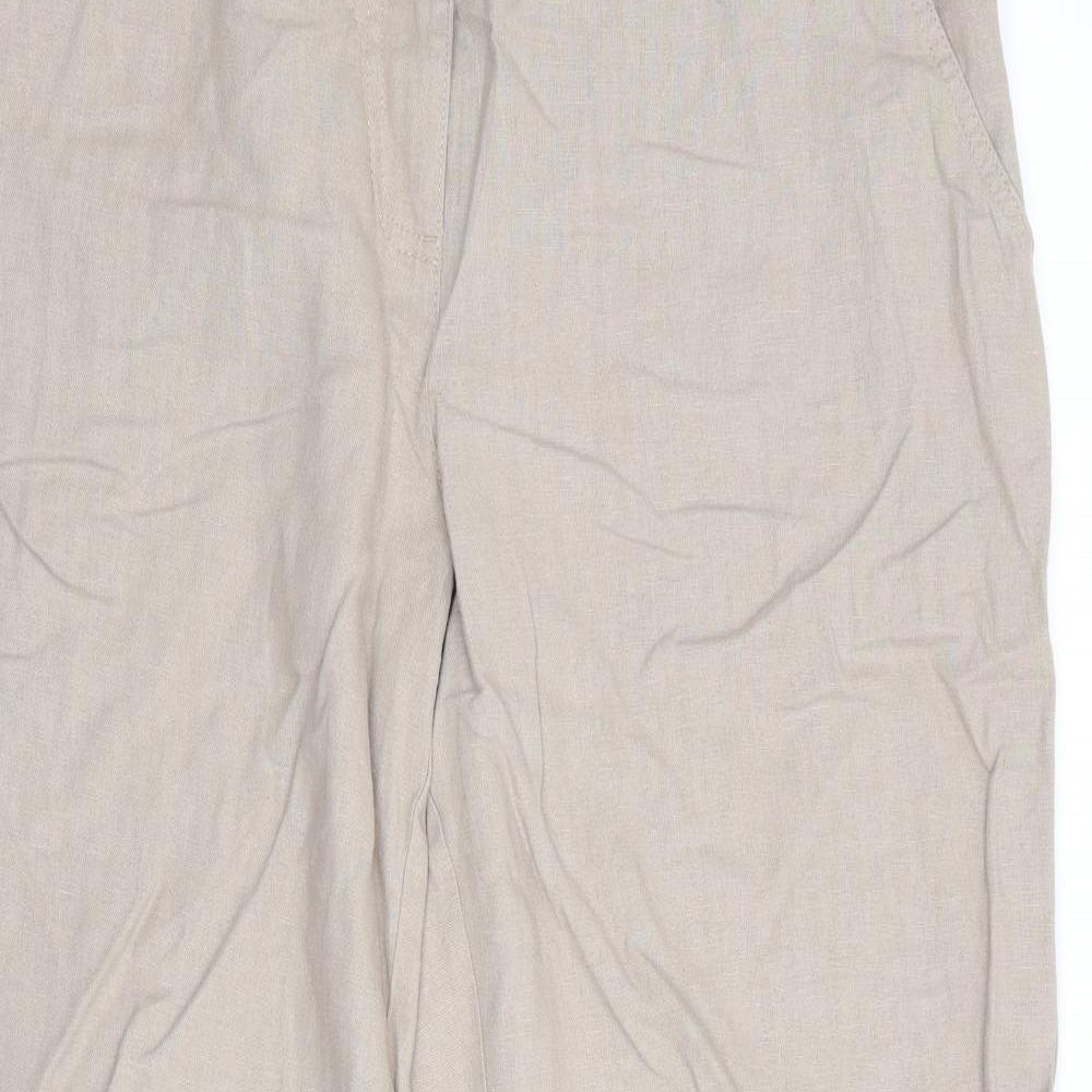 Papaya Womens Beige   Trousers  Size 14 L29 in - Linen Look trousers - wide legged