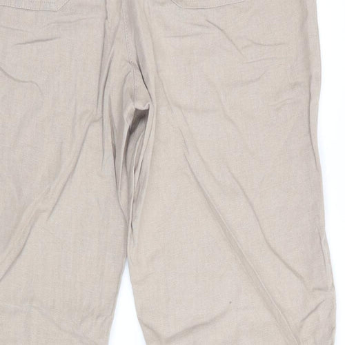 Papaya Womens Beige   Trousers  Size 14 L29 in - Linen Look trousers - wide legged