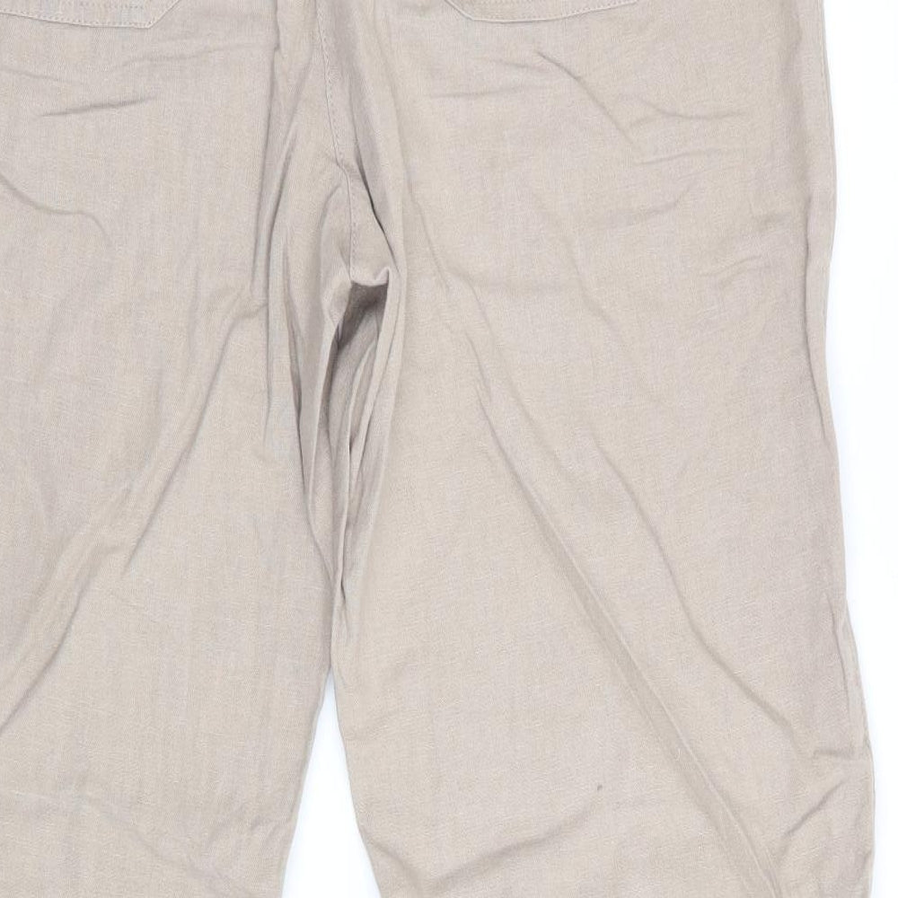 Papaya Womens Beige   Trousers  Size 14 L29 in - Linen Look trousers - wide legged