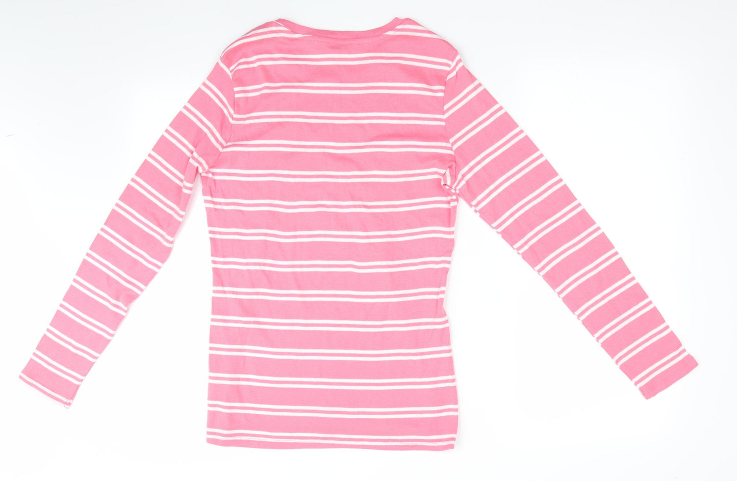 PEP Co Womens Pink Striped  Basic T-Shirt Size 12