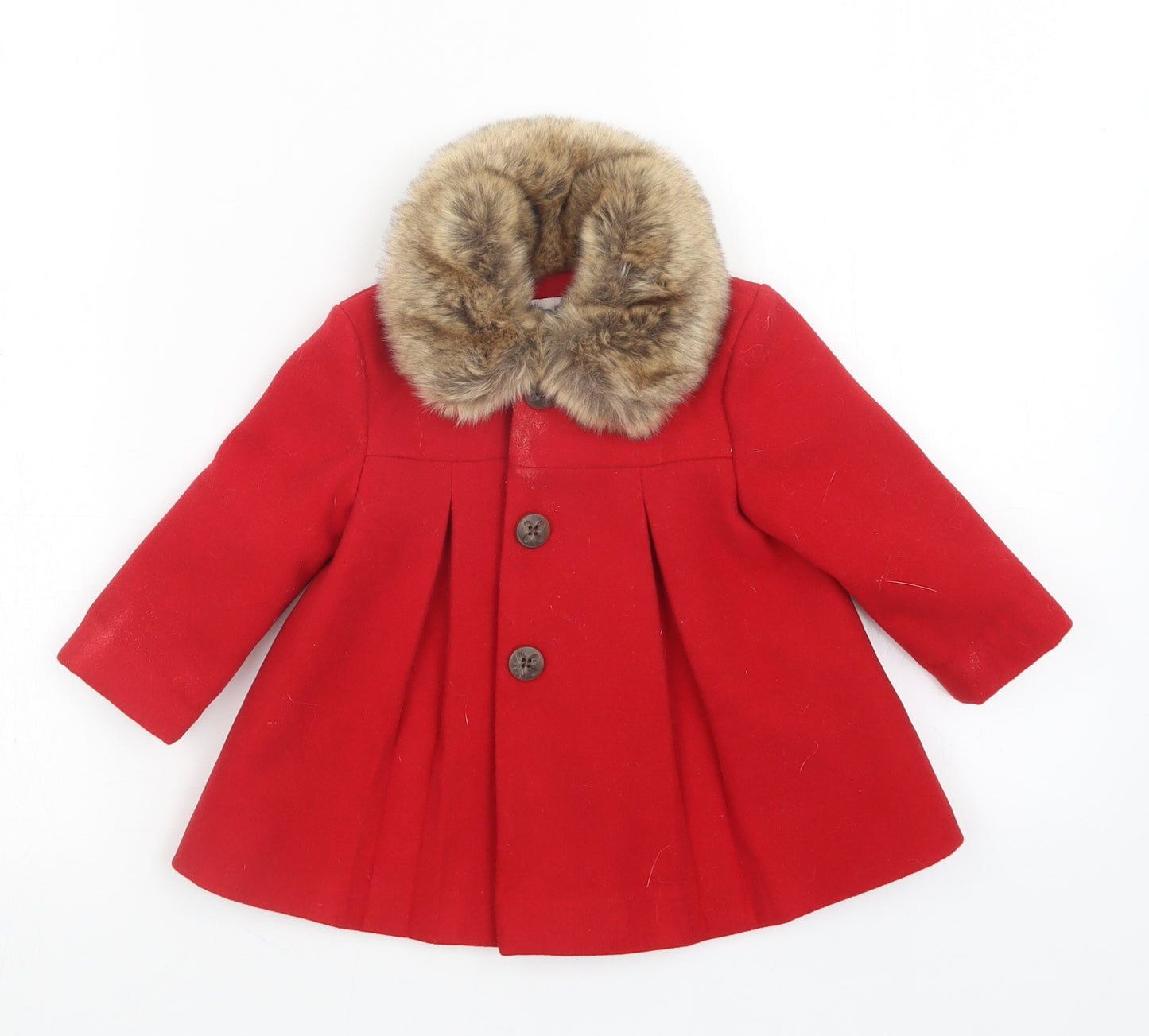 F&F Girls Red   Overcoat Coat Size 6-9 Months