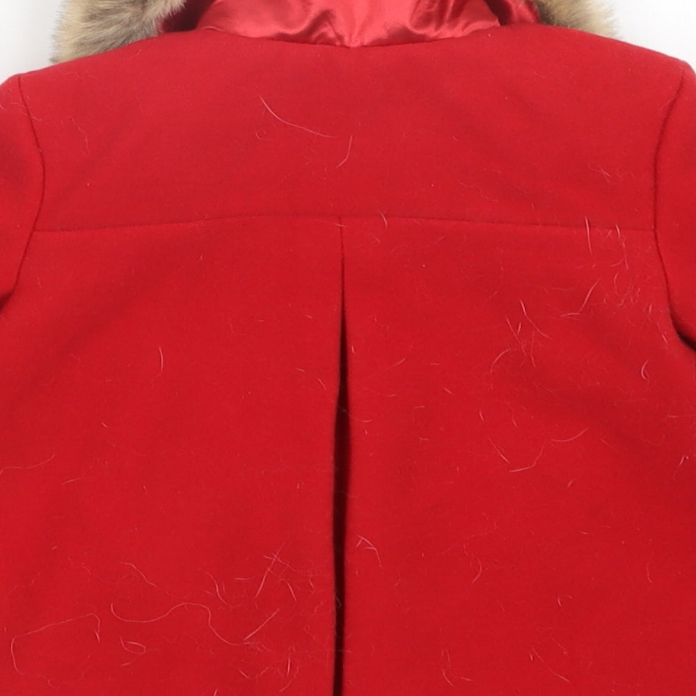 F&F Girls Red   Overcoat Coat Size 6-9 Months
