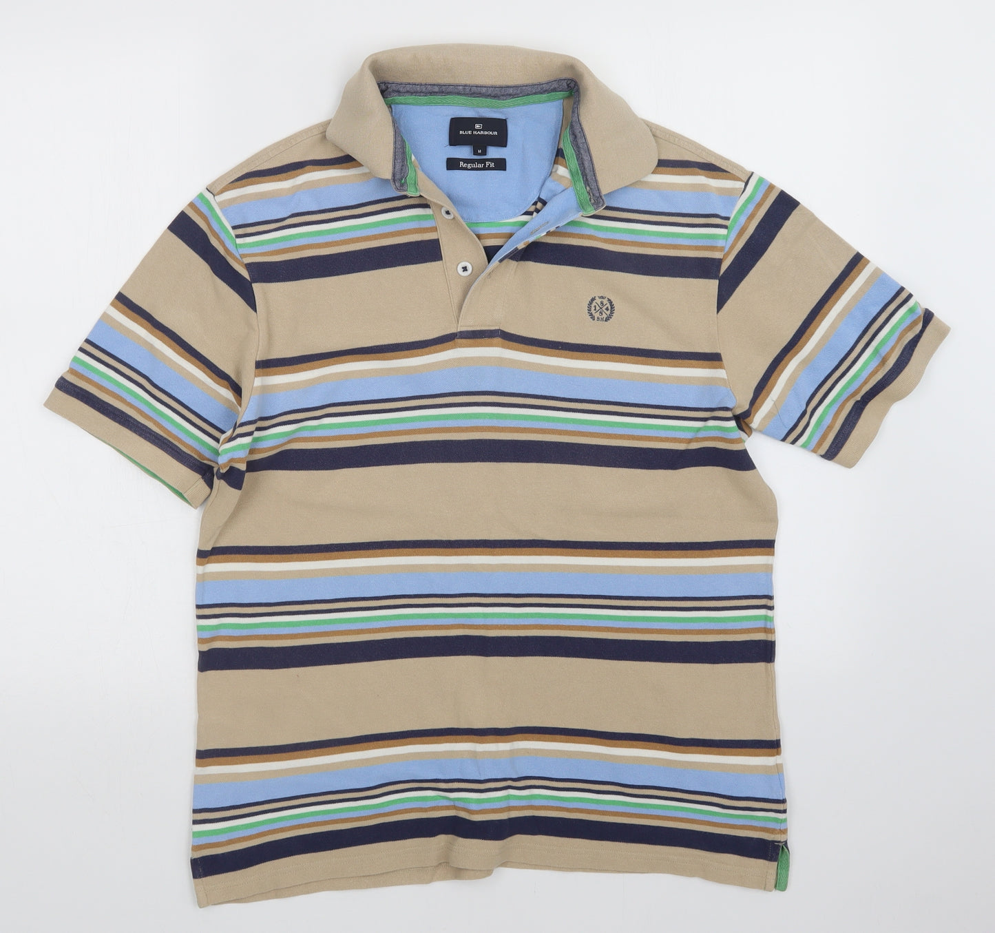 M&S Mens Multicoloured Striped   Polo Size M