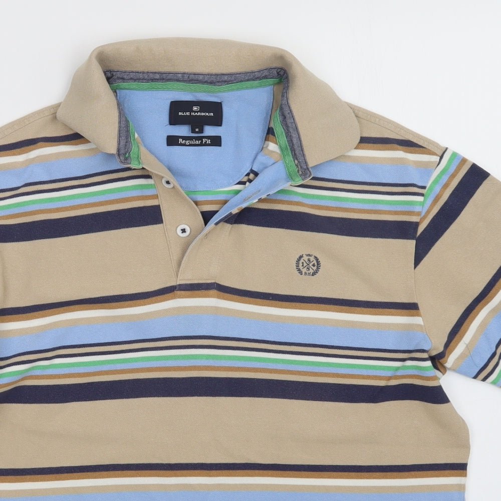 M&S Mens Multicoloured Striped   Polo Size M