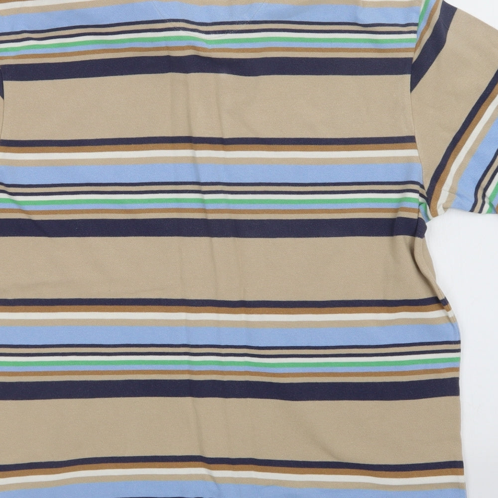M&S Mens Multicoloured Striped   Polo Size M