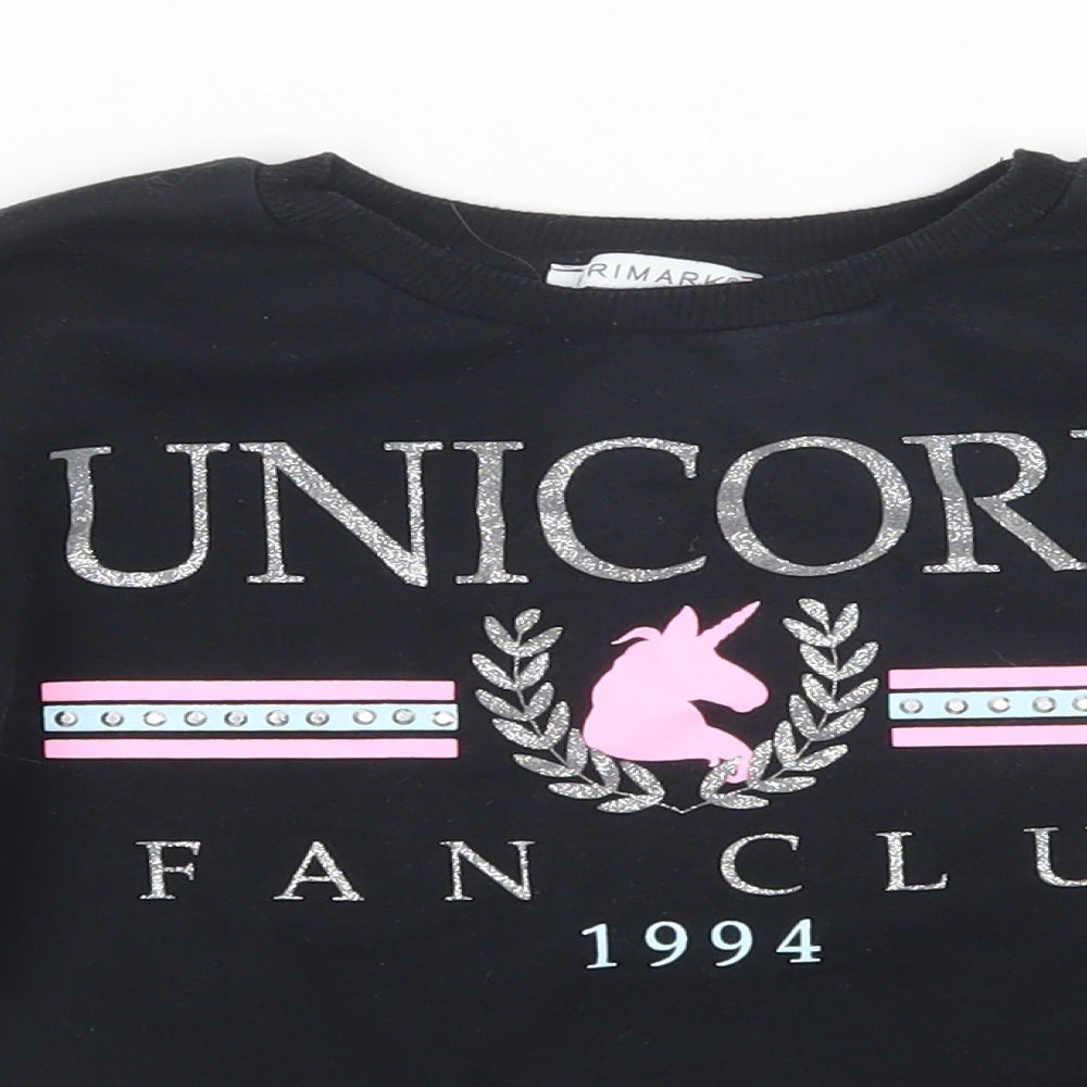 Primark Girls Black   Pullover Sweatshirt Size 7-8 Years