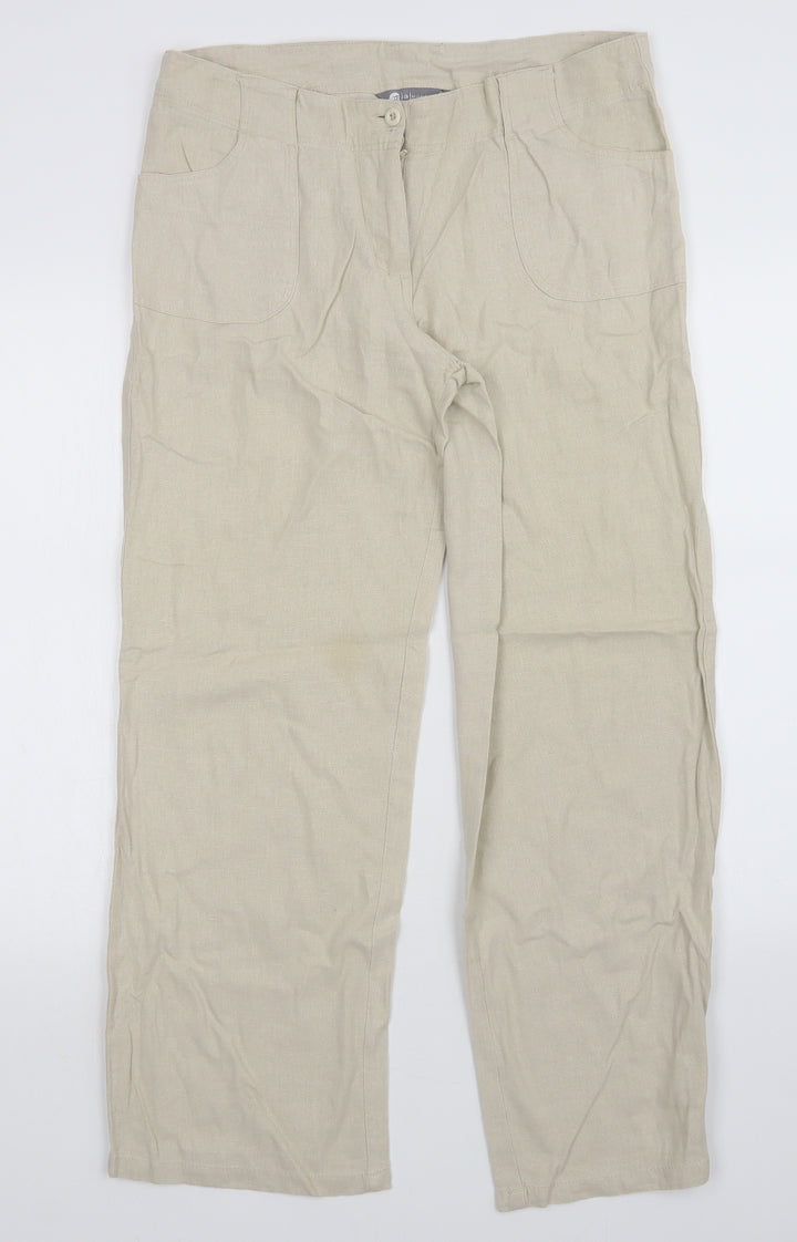 Mia Moda Womens Beige Trousers Size 12 L28 in