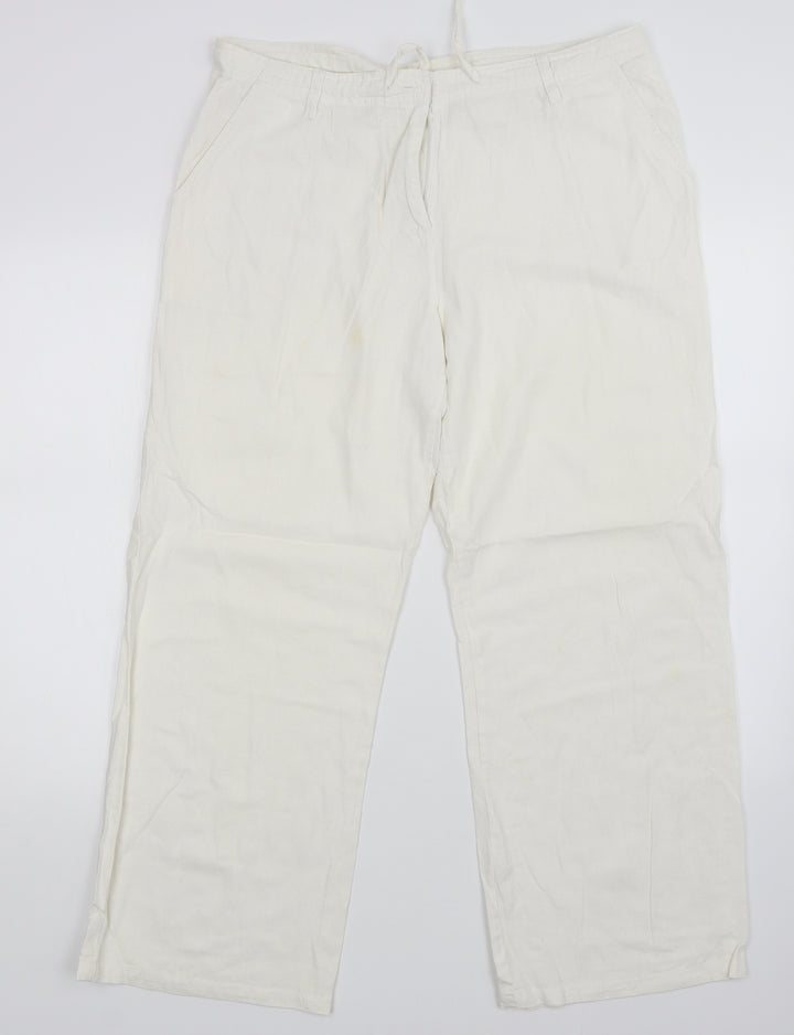 Mia Moda Womens White Trousers Size 16 L27 in