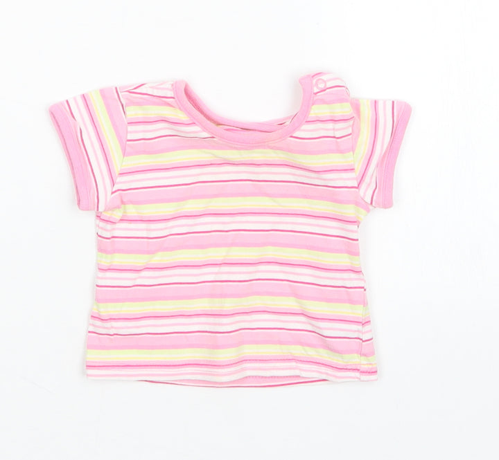 George Girls Multicoloured Striped Basic T-Shirt Size 0-3 Months