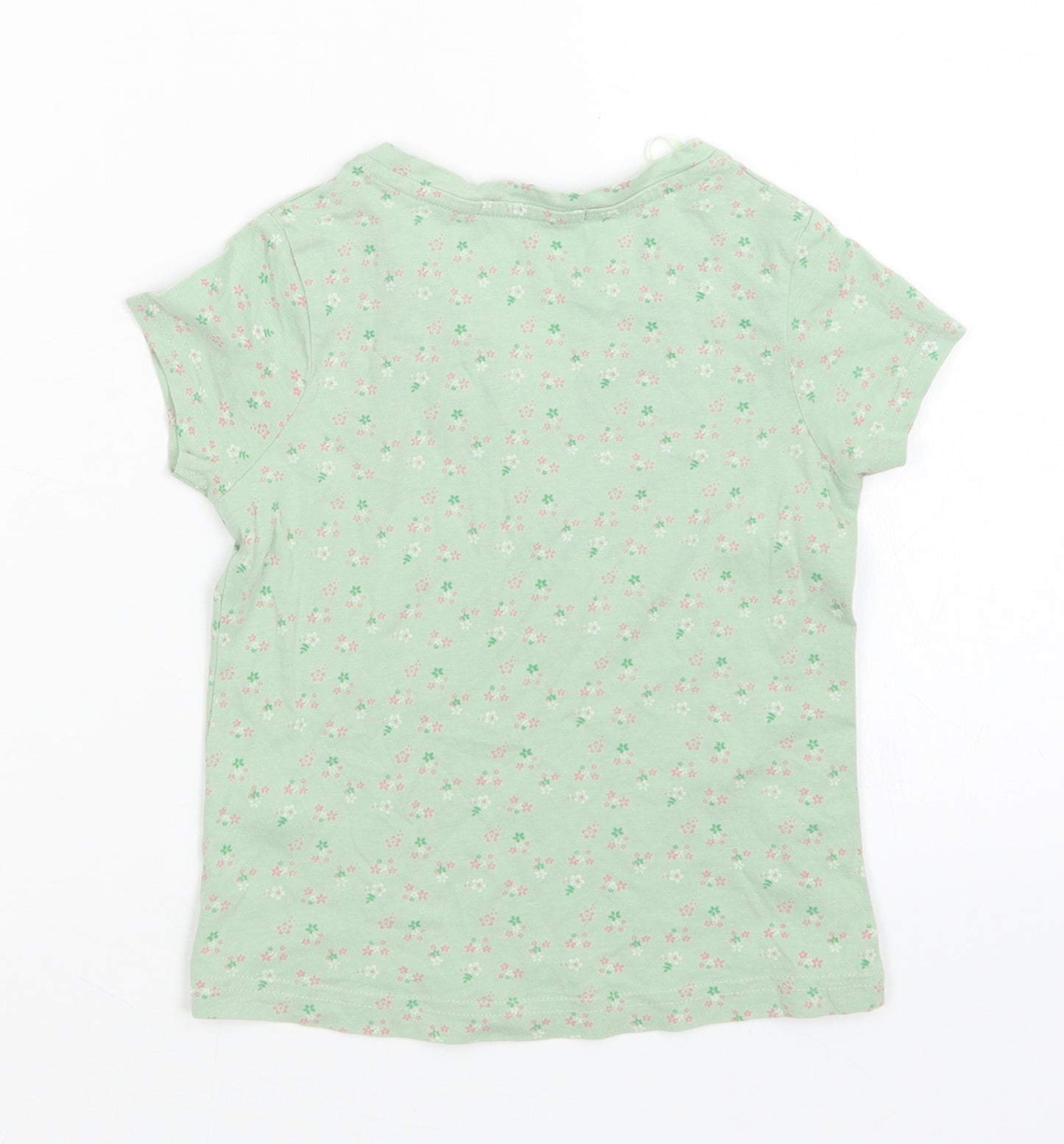 George Girls Green Floral  Basic T-Shirt Size 4-5 Years