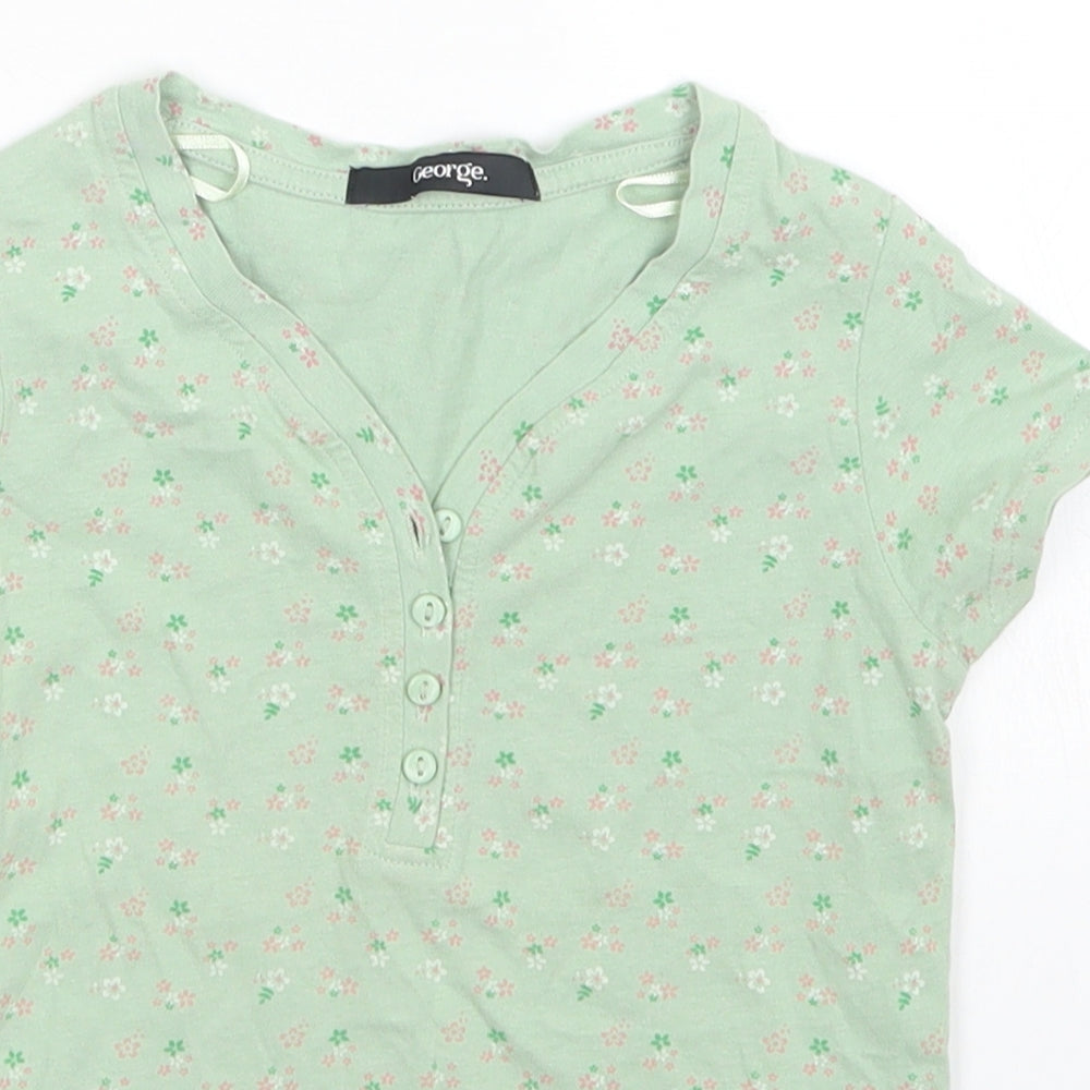 George Girls Green Floral  Basic T-Shirt Size 4-5 Years