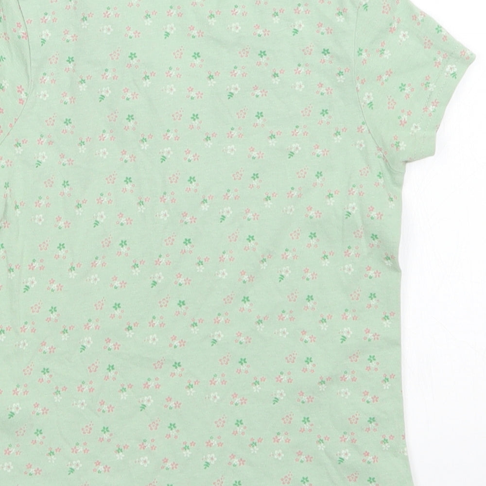 George Girls Green Floral  Basic T-Shirt Size 4-5 Years