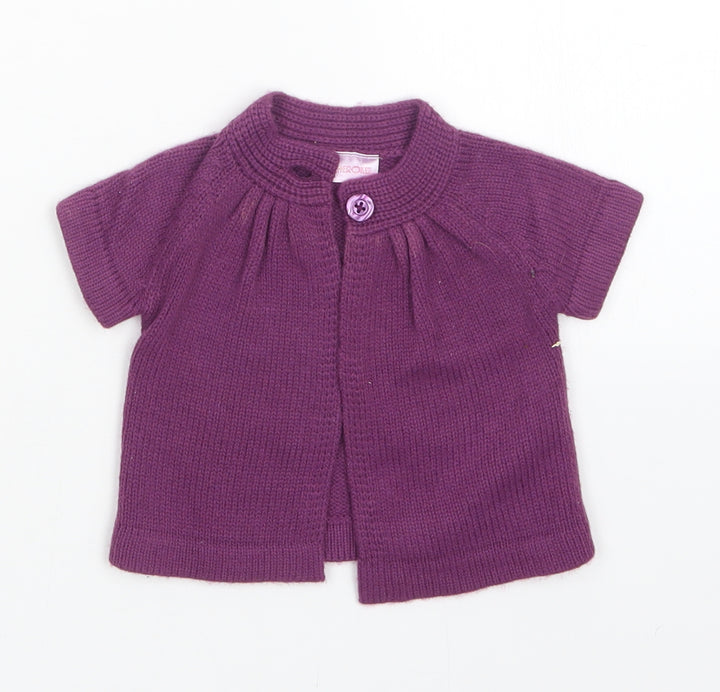 Cherokee Girls Purple Cardigan Jumper Size 0-3 Months