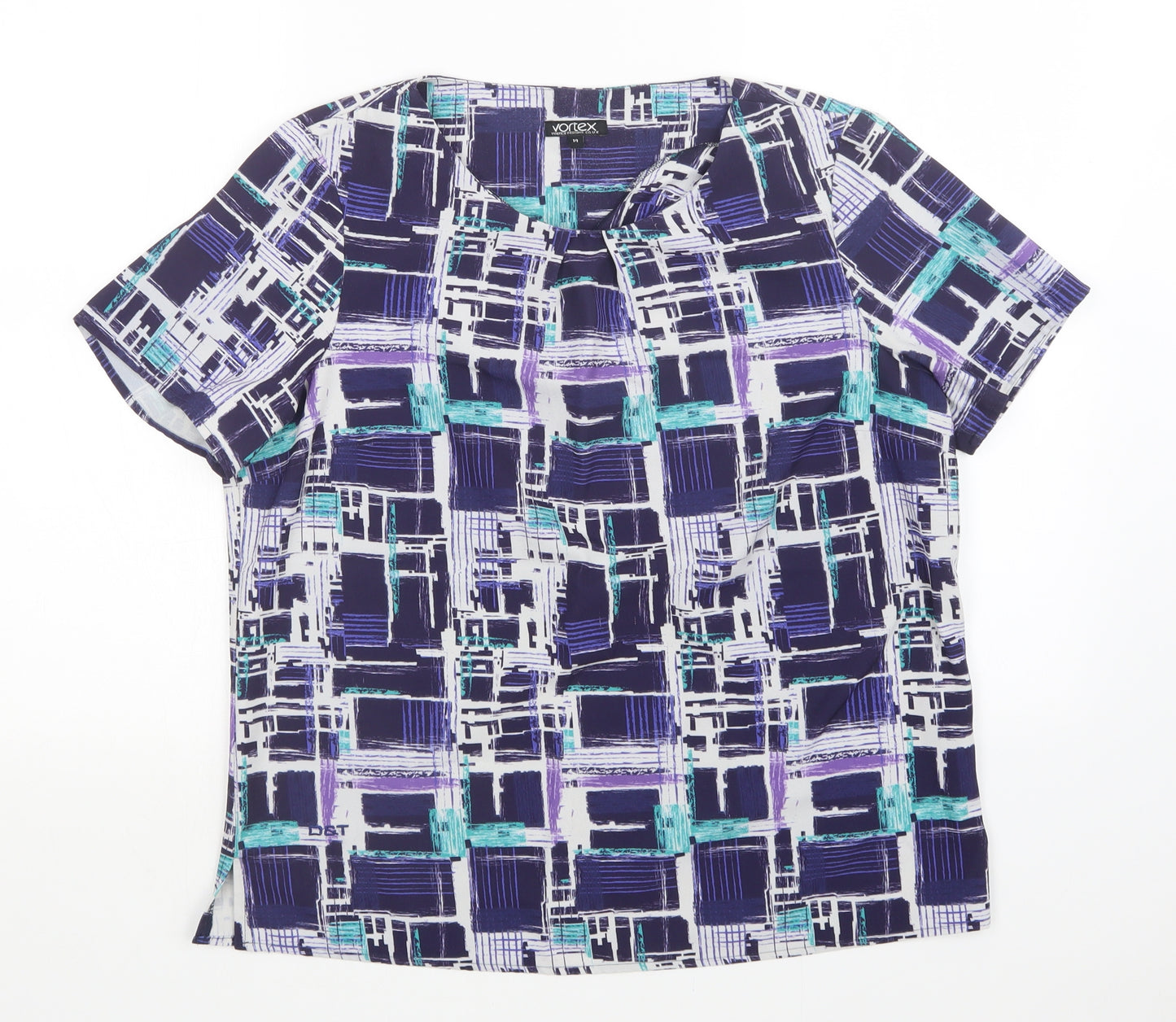 Vortex Womens Multicoloured Geometric  Basic Blouse Size 14