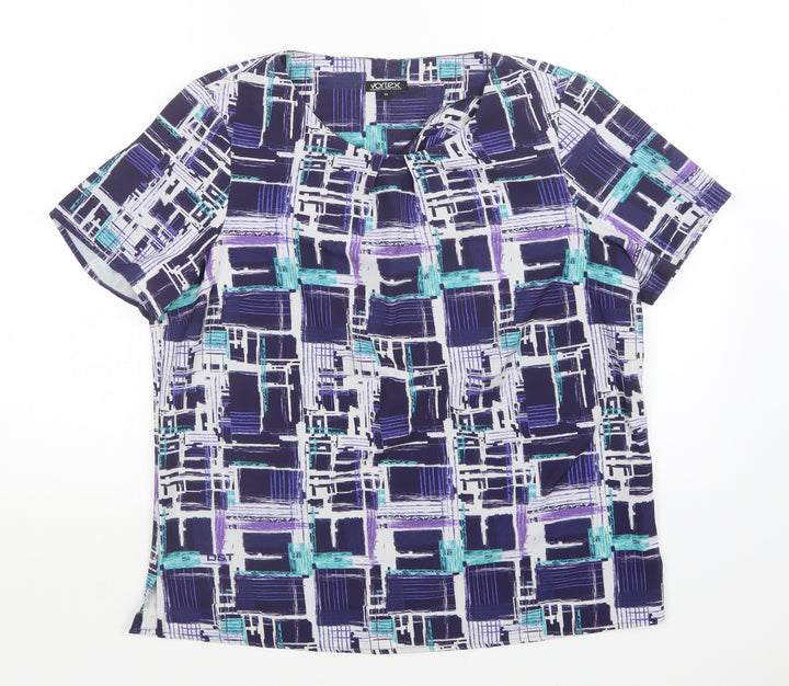 Vortex Womens Multicoloured Geometric  Basic Blouse Size 14