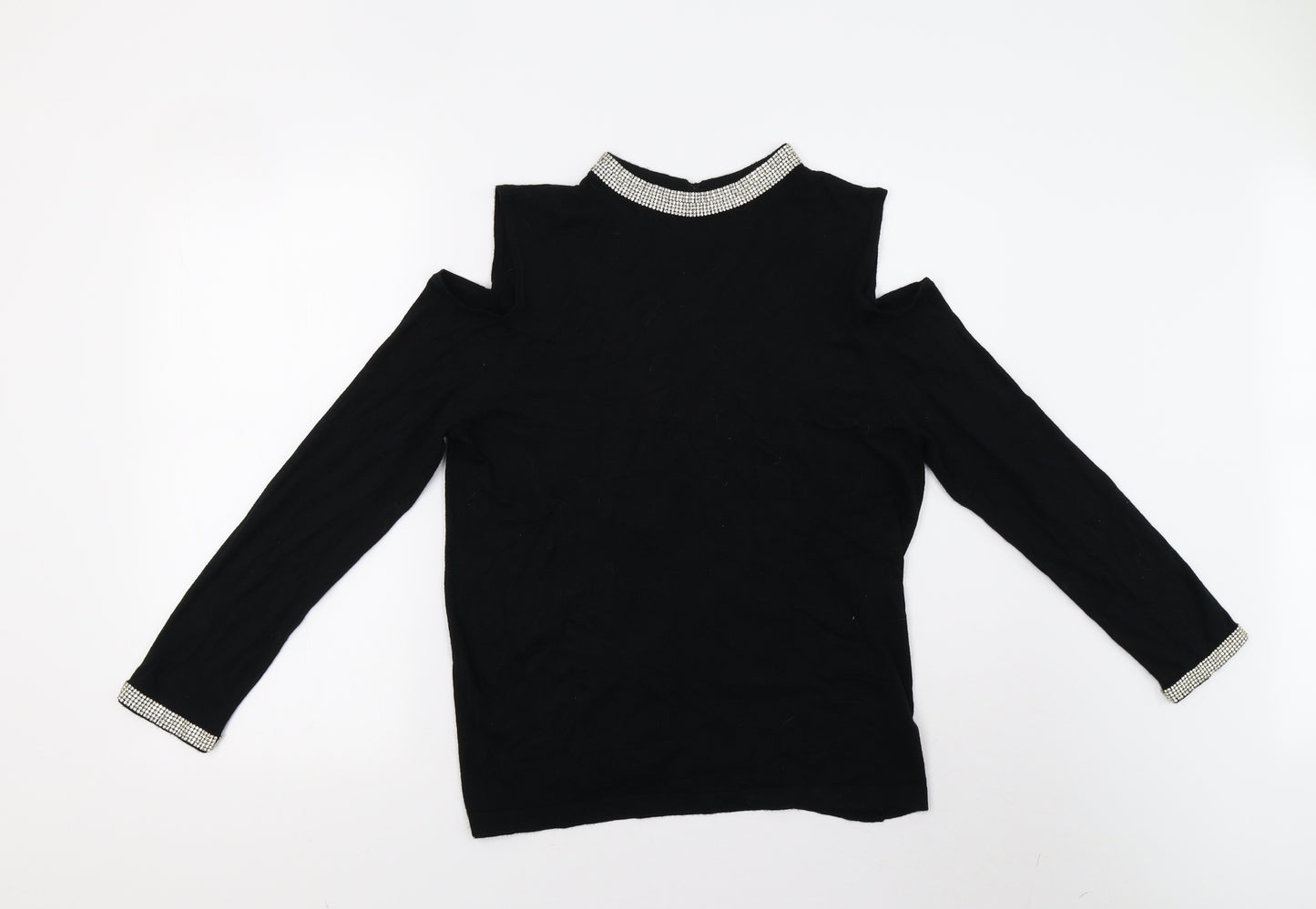Roman Womens Black  Knit Pullover Jumper Size 14