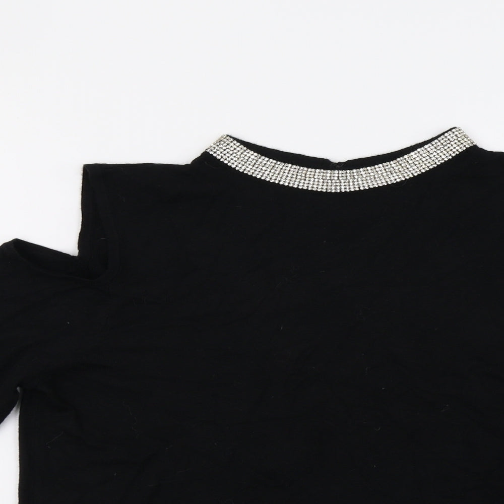 Roman Womens Black  Knit Pullover Jumper Size 14