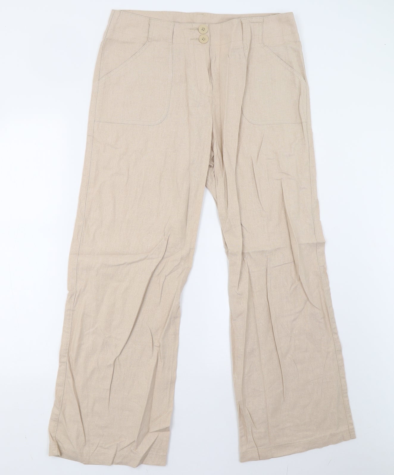 M&S Womens Beige   Trousers  Size 14 L29 in