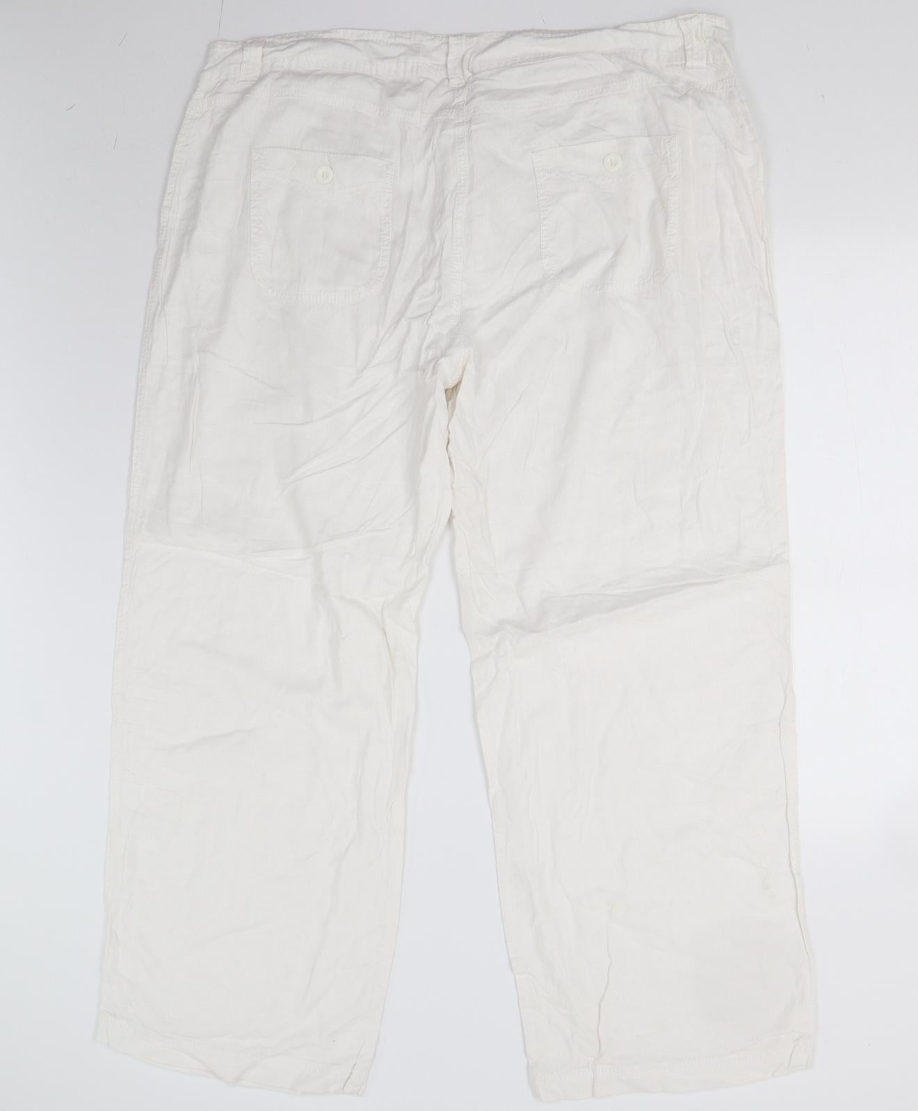 M&S Womens White   Trousers  Size 22 L30 in