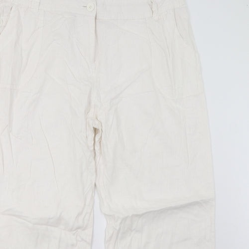 M&S Womens White   Trousers  Size 22 L30 in